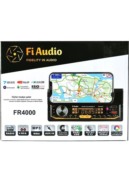FR4000 Telefon Standlı Bluetooth/usb/aux/sd/2 Anfi Çıkışlı Dijital Medya Çalar Oto Teyp