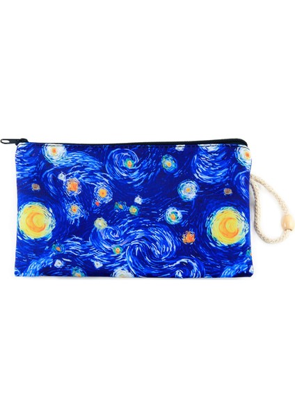 Yıldızlı Gece Tablosu Desenli Van Gogh Kalemlik Fermuarlı Makyaj Çantası Büyük Boy fiyatları