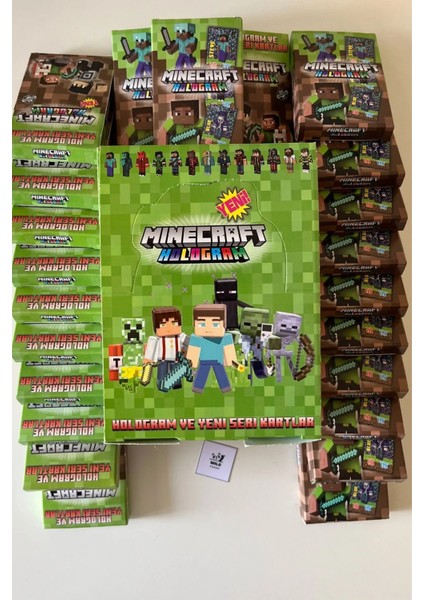 Minecraft Yeni Koleksiyon Hologram Oyun Kartı 5 Paket 50 Adet Kart