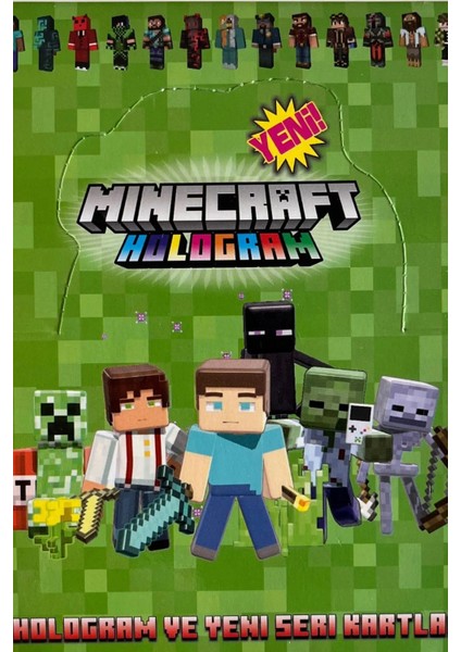 Minecraft Yeni Koleksiyon Hologram Oyun Kartı 5 Paket 50 Adet Kart