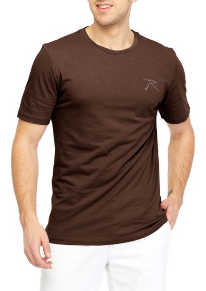 Erkek %100 Pamuk T-Shirt Pateo Kahverengi