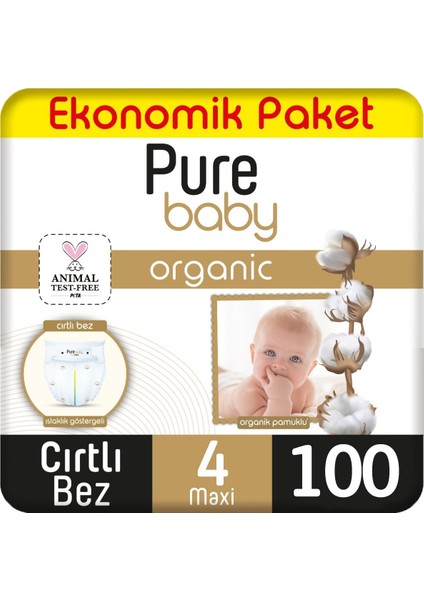 Organik Bebek Bezi Ekonomik Paket 4 Beden 100 Adet