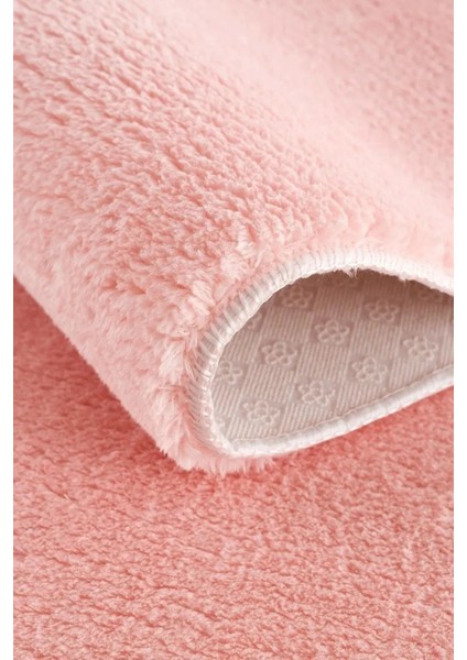Frt Pembe Dekoratif Peluş Puffy Kaymaz Taban Salon Mutfak Çocuk Odası Koridor Halısı modelleri