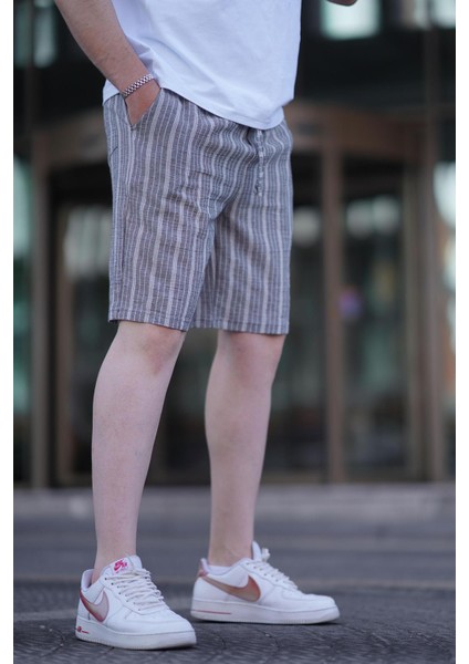 Siyah Rahat Kesim Erkek Keten Kapri Şort 6543 fiyatları