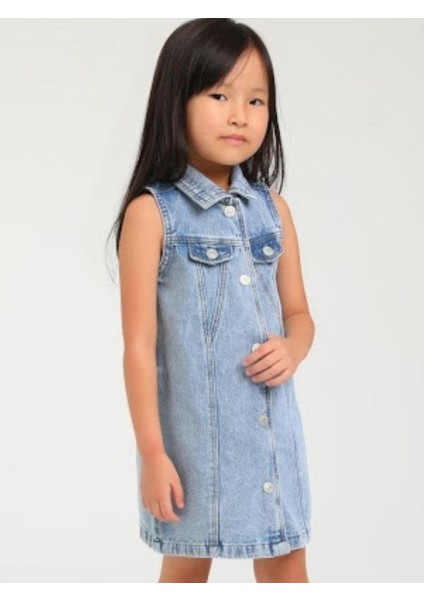 Kız Çocuk Kolsuz Kot Elbise