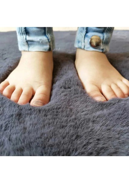 Frt Antrasit Dekoratif Peluş Puffy Kaymaz Taban Salon Mutfak Çocuk Odası Koridor Halısı fırsatları