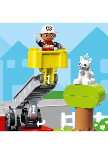 ® DUPLO® İtfaiye Kamyonu 10969 - 2 Yaş & Üzeri Çocuklar için Eğitici Oyuncak Yapım Seti (21 Parça)