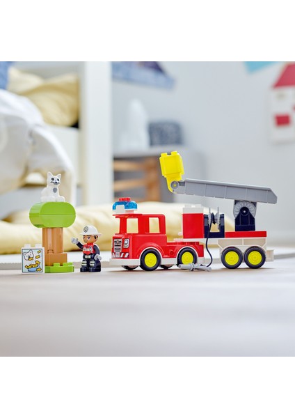 ® DUPLO® İtfaiye Kamyonu 10969 - 2 Yaş & Üzeri Çocuklar için Eğitici Oyuncak Yapım Seti (21 Parça)