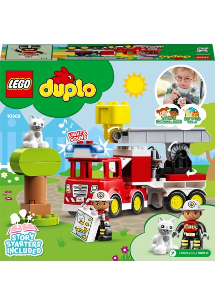 ® DUPLO® İtfaiye Kamyonu 10969 - 2 Yaş & Üzeri Çocuklar için Eğitici Oyuncak Yapım Seti (21 Parça)