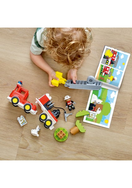 ® DUPLO® İtfaiye Kamyonu 10969 - 2 Yaş & Üzeri Çocuklar için Eğitici Oyuncak Yapım Seti (21 Parça)