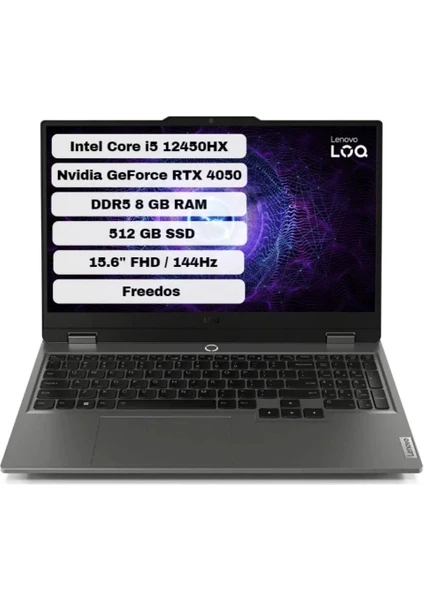 Loq 15IAX9 83GS007WTR Intel Core I5 12450HX 8gb 512GB SSD Rtx 4050 Freedos 15.6" Fhd Taşınabilir Bilgisayar