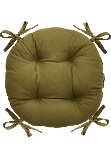 Soft Yuvarlak Sandalye Minderi - Haki - 40X40 cm