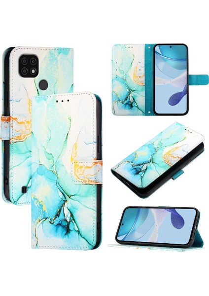 Realme C21 Kickstand Pu Deri Mermer Desen Cüzdan Için Kılıf (Yurt Dışından) indirimleri