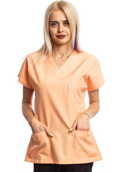 Cerrahi Doktor Scrubs Hemşire Üniforması Kavuniçi Üst