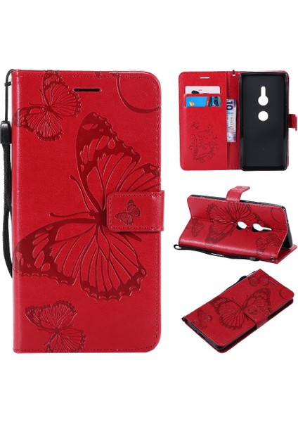 Kart Yuvası Standı ile Sony Xperia Xz2 Için Flip Case Kickstand Kapak Çevirin (Yurt Dışından)