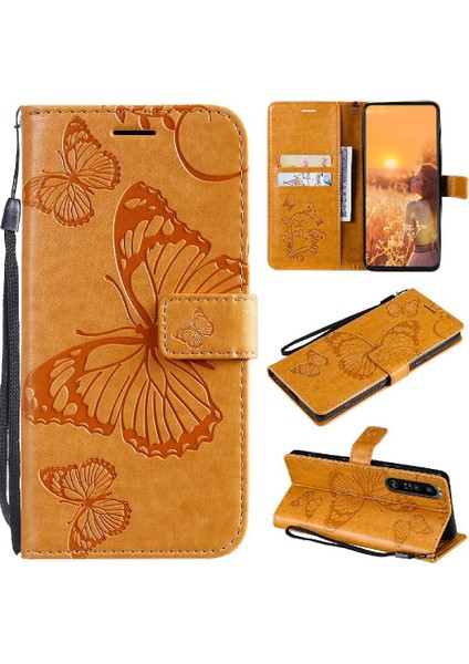 Kart Yuvası Standı ile Sony Xperia 1 Iii Için Flip Case Pu Deri Manyetik (Yurt Dışından)