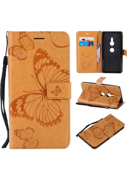 Kart Yuvası Standı ile Sony Xperia Xz2 Için Flip Case Kickstand Kapak Çevirin (Yurt Dışından)