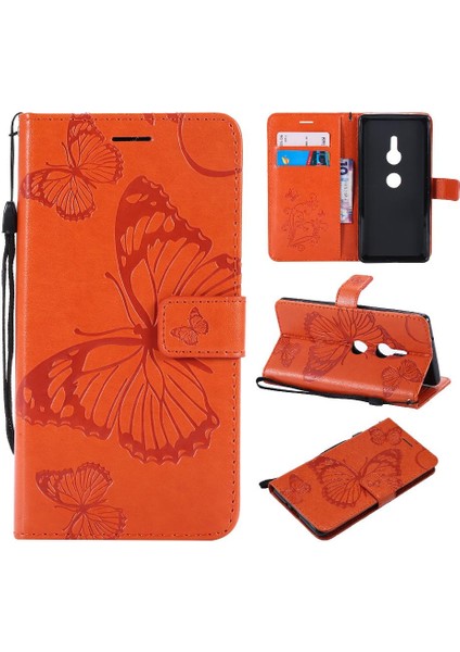 Kart Yuvası Standı ile Sony Xperia Xz2 Için Flip Case Kickstand Kapak Çevirin (Yurt Dışından)