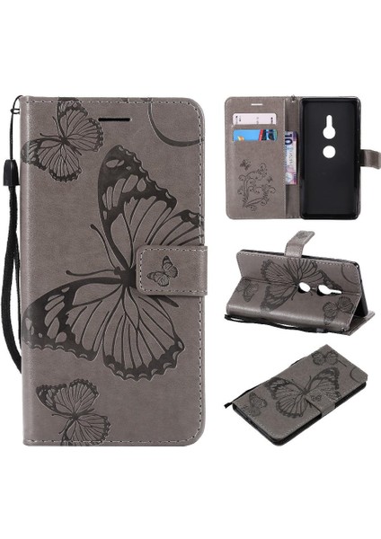 Kart Yuvası Standı ile Sony Xperia Xz2 Için Flip Case Kickstand Kapak Çevirin (Yurt Dışından)