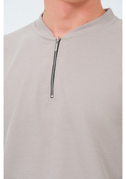 Erkek Slim Fit Yarım Fermuarlı T-Shirt modelleri