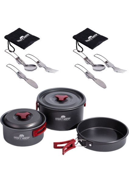 11 Parça Kamp Tencere Tava ve 2 Çatal Kaşık Bıçak Seti
