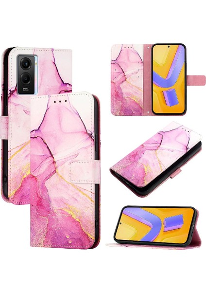 Vivo Y55S 5G/Y55 5g Mermer Desen Cüzdan Kickstand Pu Deri Kılıf (Yurt Dışından) indirimleri