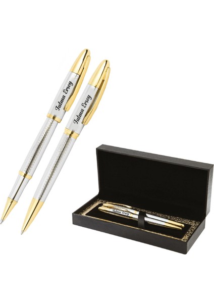 Isme Kişiye Özel Metal Tükenmez ve Roller Kalem Seti