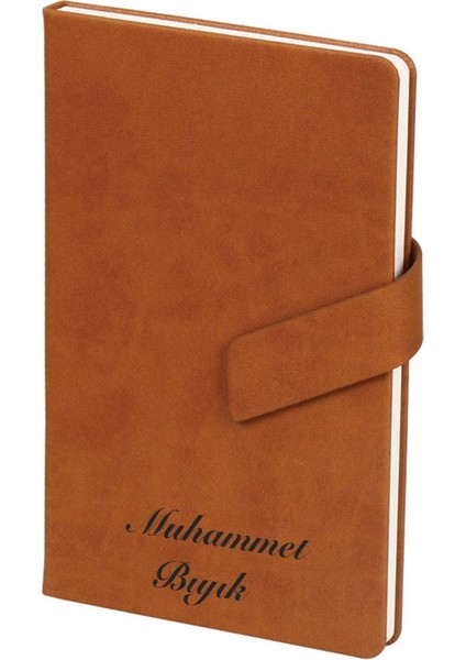 Isme Kişiye Özel Mıknatıslı Termo Deri Çizgili Defter
