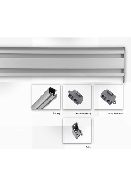 Gri Dekoratif Perde Kornişi Alüminyum Dekoratif Ray Korneş