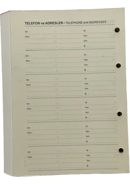 Çizgili Defter Içi Organizer Yedeği 15 x 21 cm A5 Boyunta 4 Delikli