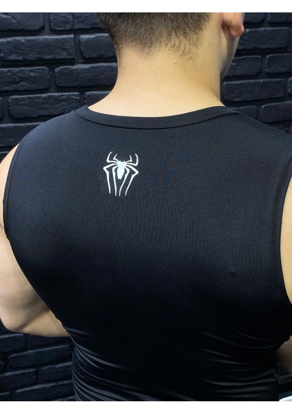 Erkek Spor Atlet Süper Esnek Compression Fitness Tank Top Terletmez Siyah