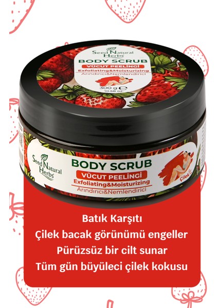 Nemlendirici Besleyici Arındırıcı Vücut Peelingi Çilek Aromalı 300 gr