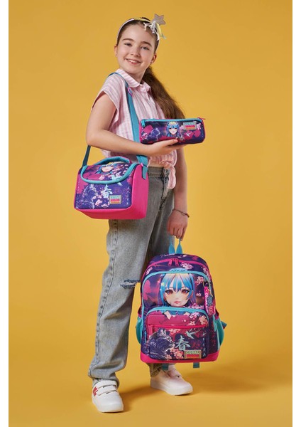 Kids Mor Pembe Anime Kedi Desenli 3’lü Okul Çanta Seti SET0123753 fiyatları