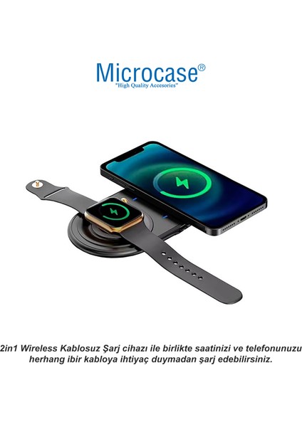 Samsung-Iphone-Airpod-Watch ile Uyumlu 12W 2in1 Kablosuz Hızlı Şarj Standı -AL4426