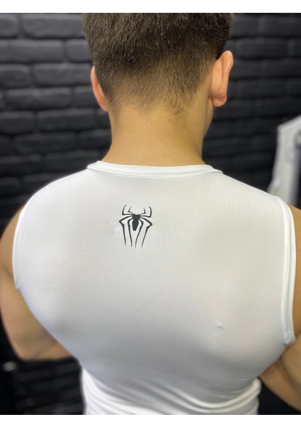 Erkek Spor Atlet Süper Esnek Compression Fitness Tank Top Terletmez Beyaz Baskılı fiyatları