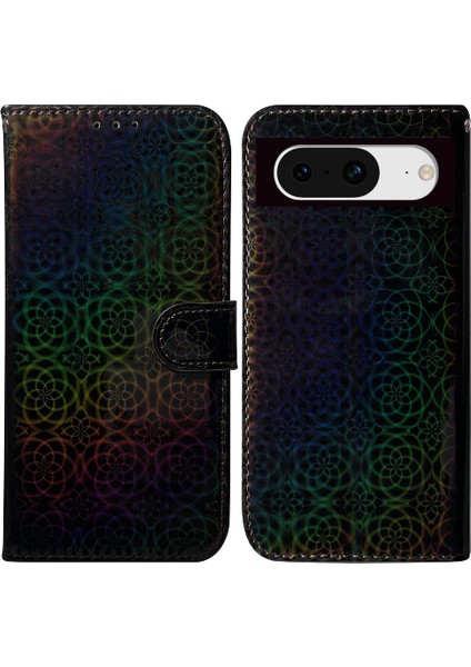 Google Piksel 8 Premium Pu Deri Glitter Renkli Standı Tutucu Için Kılıf (Yurt Dışından)