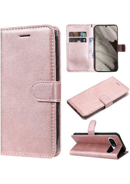 Kart Yuvası Yüksek Telefon ile Google Piksel 8 Klasik Düz Renk Için Flip Case (Yurt Dışından)