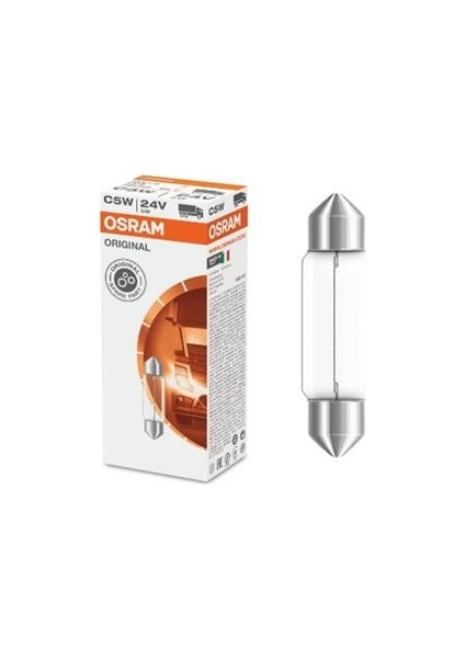 (Yeni Ürün!!!)Standart Ampul- Stop/sinyal/park/gösterge Ampulü; 24V/C5W (6423) (Duy Sv8,5-8) (Osram)