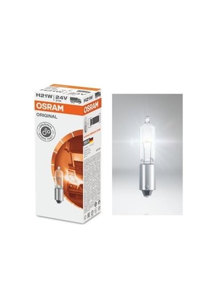 (Yeni Ürün!!!)Standart Ampul- Stop/sinyal/park/gösterge Ampulü; 24V/H21W (64138) (Duy BAY9S) (Osram)