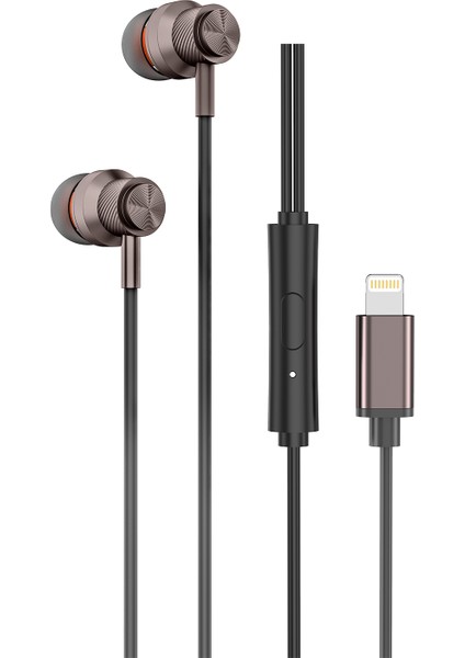 HY-XBK59 Siyah iPhone Telefon Uyumlu Lightning Konnektörlü Metal Bluetooth Kulaklık