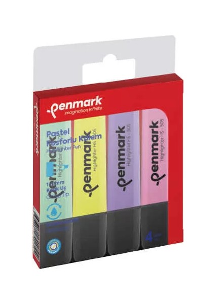 HS-505-4P Fosforlu Kalem Seti Pastel 4 Renk Blister