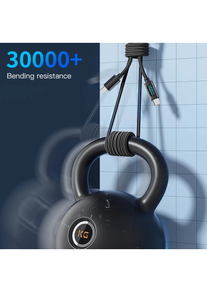 100W Type-C To Type-C Dijital Ekran Hızlı Data/şarj Kablosu 2.m Macbook Xiaomi Samsung Uyumlu