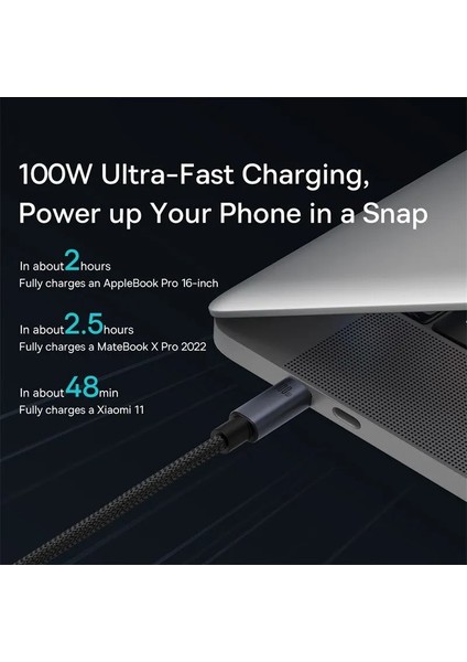 100W Type-C To Type-C Dijital Ekran Hızlı Data/şarj Kablosu 2.m Macbook Xiaomi Samsung Uyumlu
