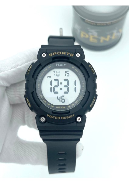 Dijital 349 Model Siyah Sarı +4 Renk Kronometre-Alarmlı 5ATM Su Geçirmez Kol Saati