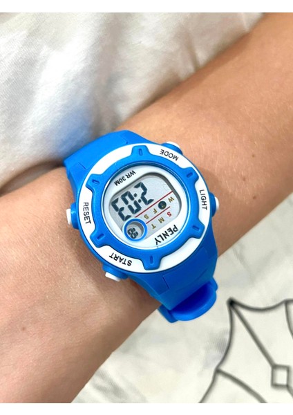 8203 Model Mavi +4 Renk Kronometre-Alarmlı 5ATM Su Geçirmez Dijital Çocuk Kol Saati
