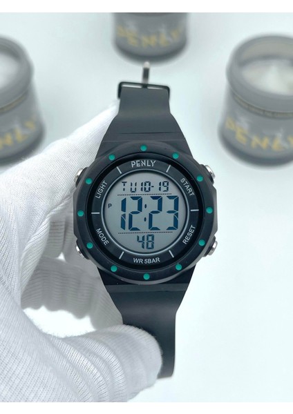 Dijital 356 Model Siyah Yeşil +4 Renk Kronometre-Alarmlı 5ATM Su Geçirmez Kol Saati
