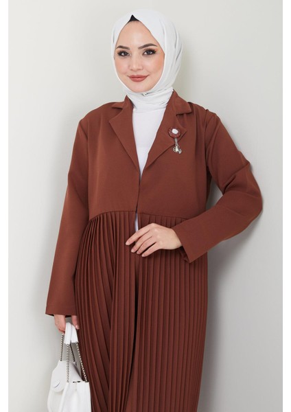 Piliseli Ceketli Ikili Takım Kahverengi Hm2396