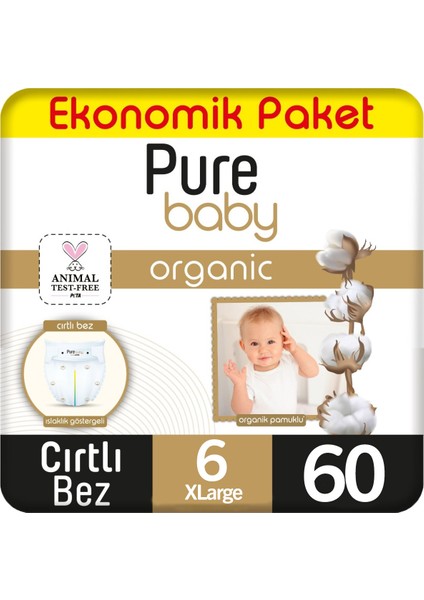 Organik Bebek Bezi Ekonomik Paket 6 Beden 60 Adet