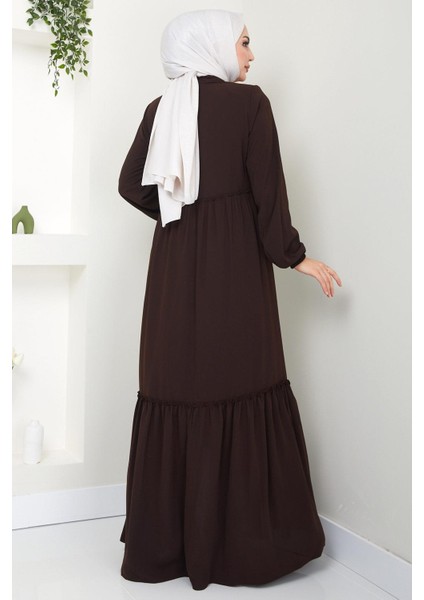 Büzgü Detaylı Ferace Kahverengi Hm2034 indirimleri