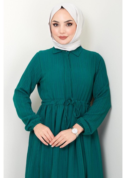 Beli Büzgülü Lara Elbise Zümrüt Hm2452 fiyatları